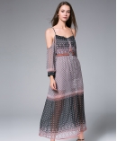  Digital Printed  silk chiffon maxi dress